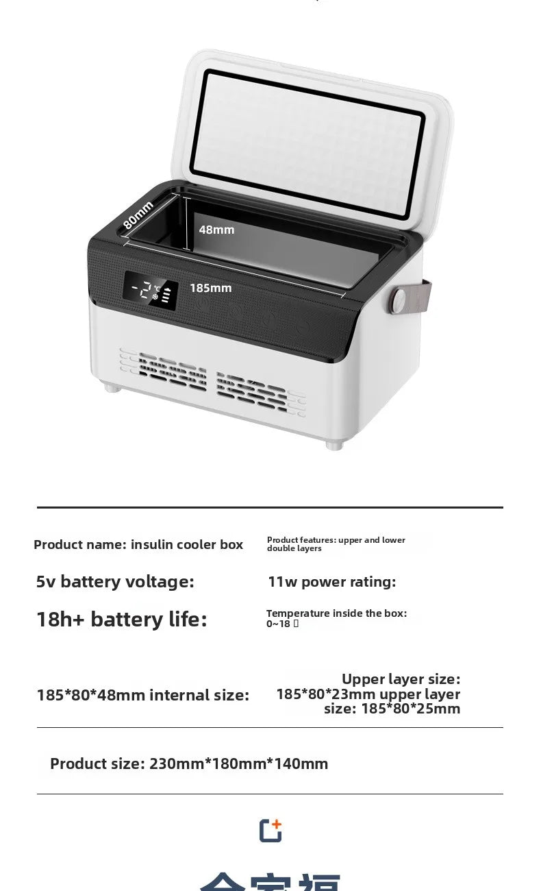 13600mAH*2 Insulin Cooler Mini Medicine Portable Refrigerator Smart Temperature Control LCD Display Medical Fridge for Travel