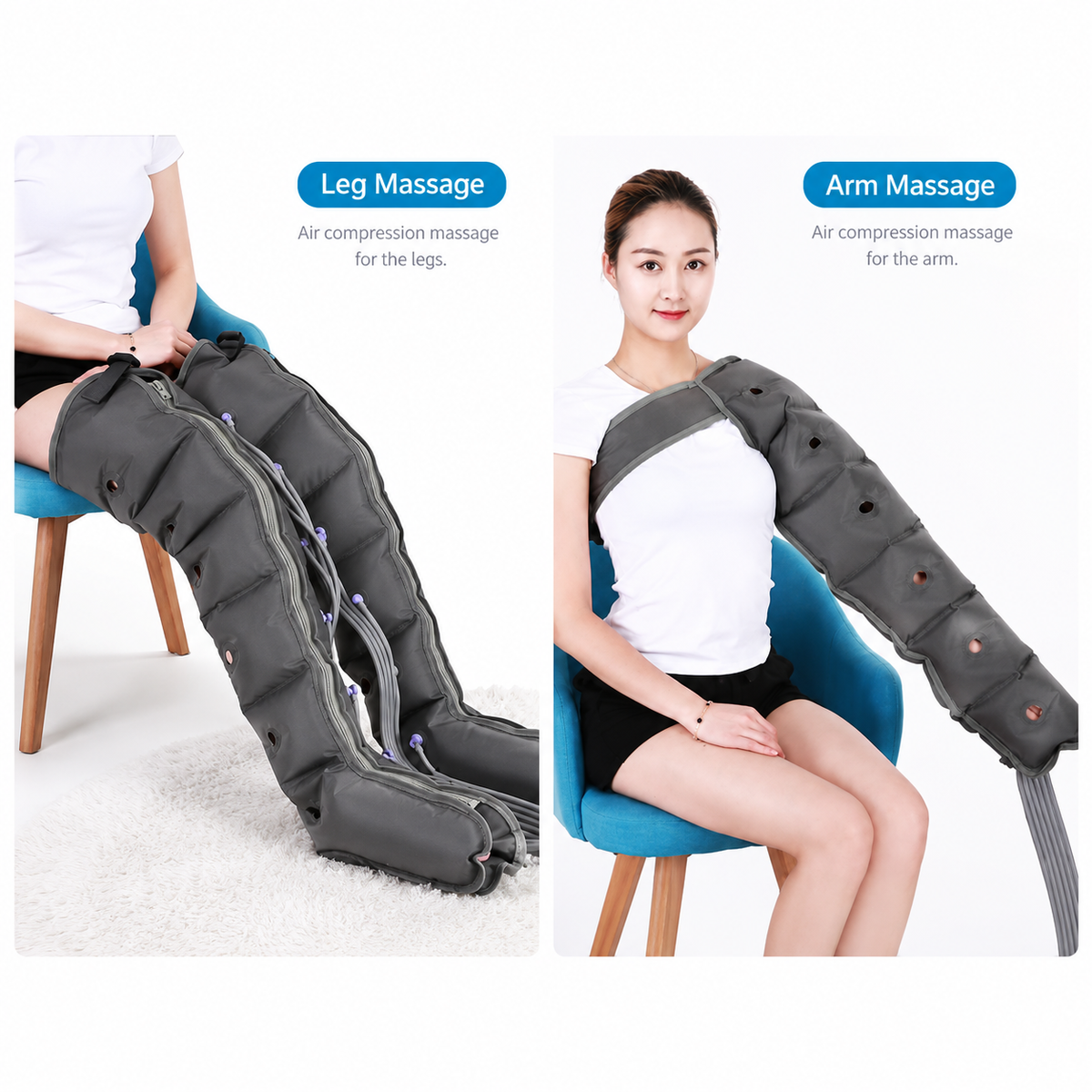 AOMEIJIA 6-Chamber Electric Air Compression Leg Massager with Adjustable Pneumatic Foot and Calf Wraps – Sequential Air Pressure Massage Machine for Legs and Feet, Daily Relaxation, Post-Workout Comfort, Fitness and Home Wellness
