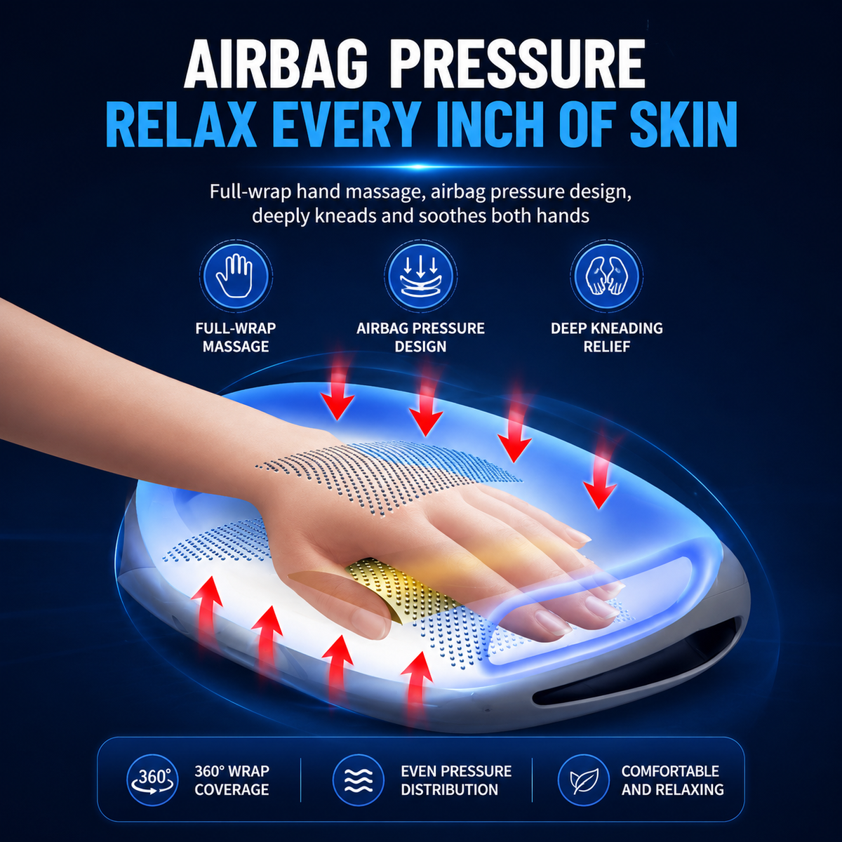 Air Compression Hand Massager for Palm and Fingers with Adjustable Pressure – Electric Hand Massage Device for Relaxation, Daily Comfort and Home Wellness