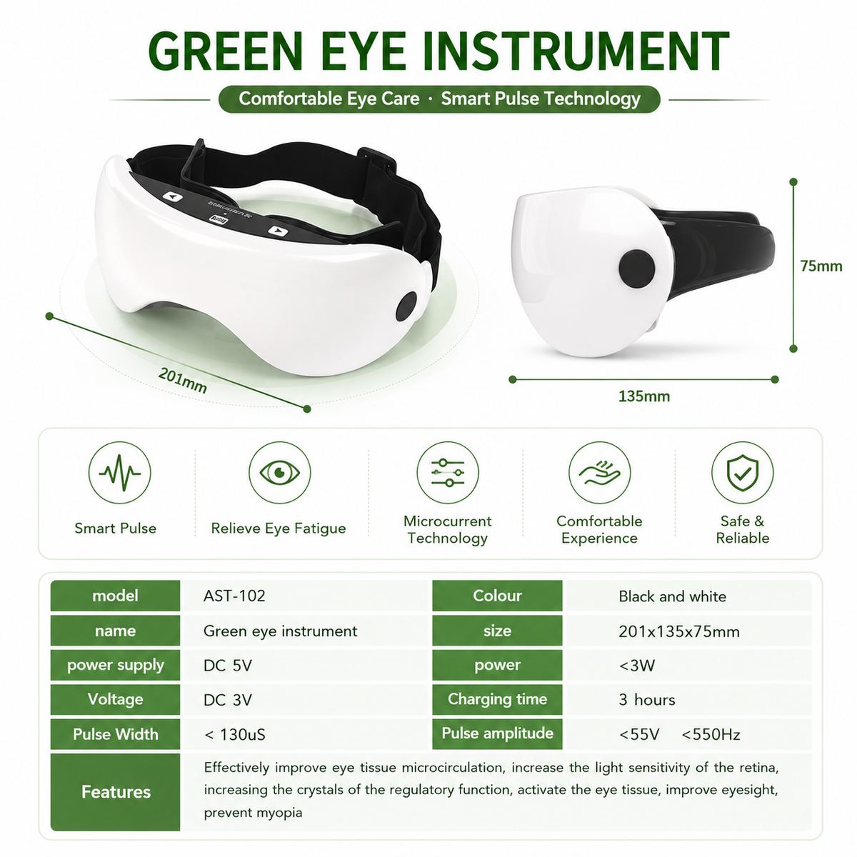 3D EMS Eye Massager with Acupressure and Multi-Mode Eye Care – Relaxing Eye and Temple Massage Glasses for Daily Comfort, Rest and Home Wellness