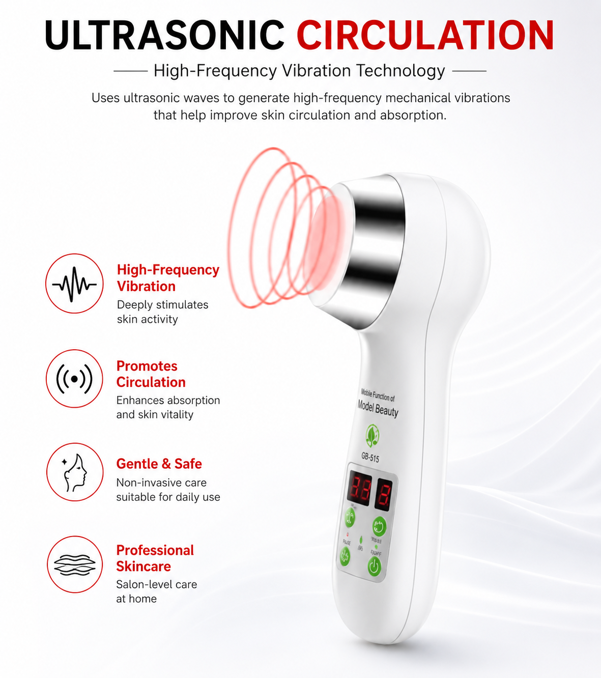 Portable Ultrasonic Body Massager – Handheld Beauty Care Device for Body Massage, Daily Relaxation and Home Use