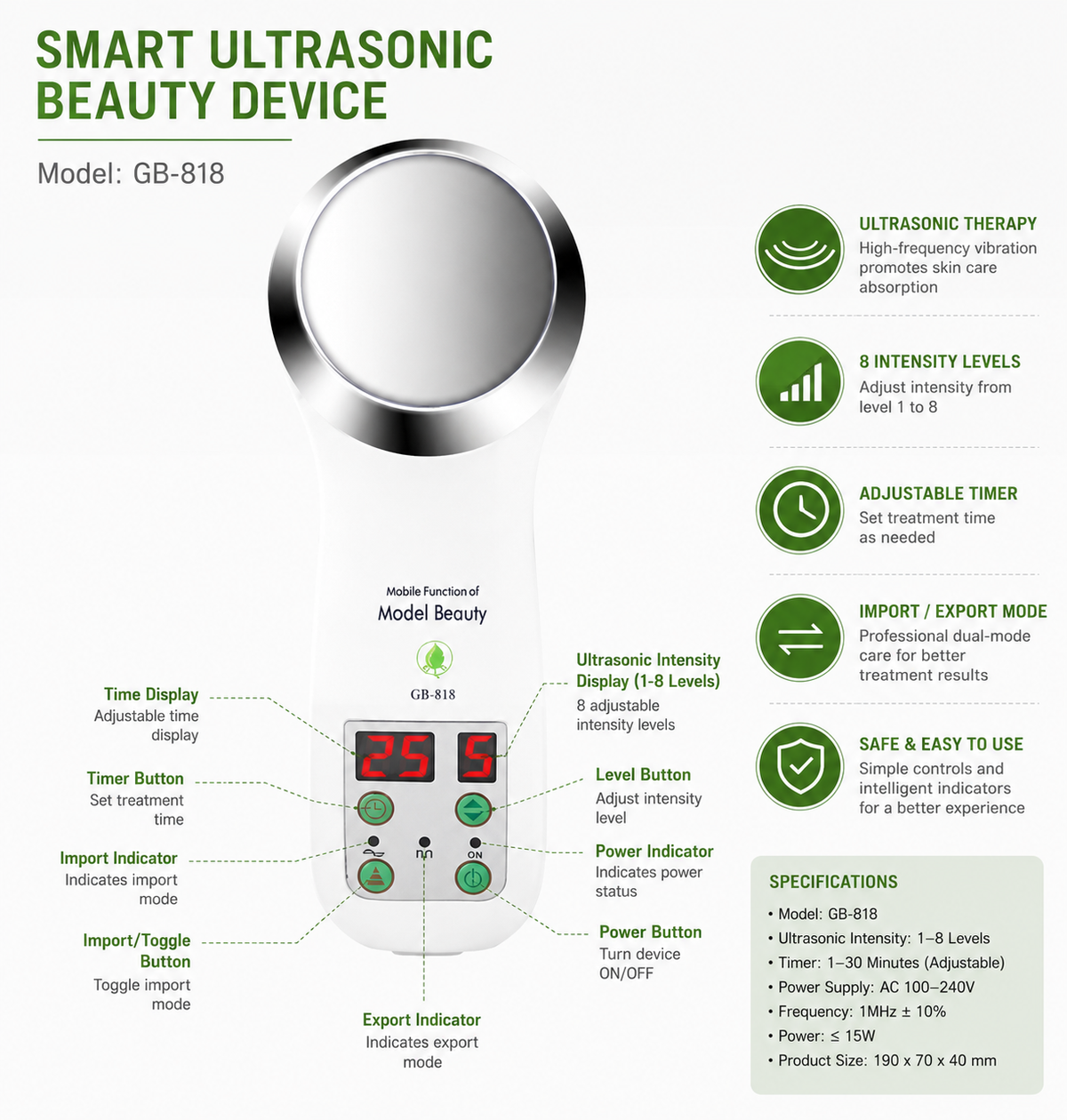 Portable Ultrasonic Body Massager – Handheld Beauty Care Device for Body Massage, Daily Relaxation and Home Use