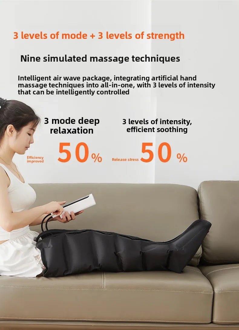 Electric Air Pressure Leg Massager for Kneading & Blood Circulation with Remote Control Deep Relaxation Calf & Foot Therapy