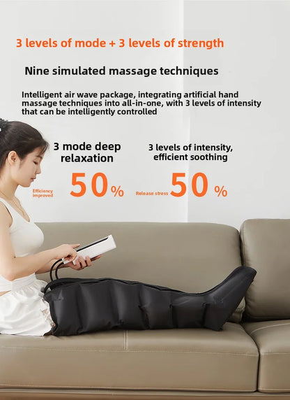 Electric Air Pressure Leg Massager for Kneading & Blood Circulation with Remote Control Deep Relaxation Calf & Foot Therapy
