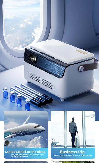 13600mAH*2 Insulin Cooler Mini Medicine Portable Refrigerator Smart Temperature Control LCD Display Medical Fridge for Travel