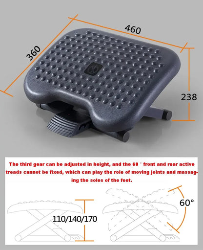 HOMCOM Portable Ergonomic Foot Rest Stool - Adjustable Height & Tilt, Under Desk Massage for Home Office & Travel Use