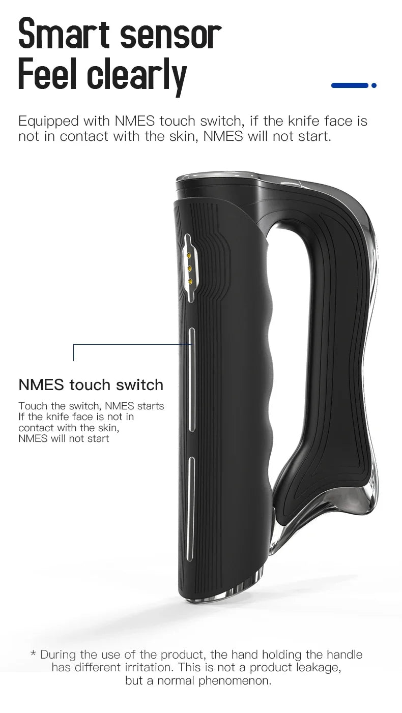 Portable Electric Fascia Gun with Microcurrent EMS Technology for Deep Tissue Muscle Pain Relief and Recovery Massager Tool