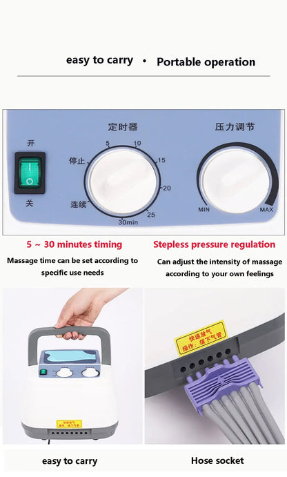 6 Chamber Air Compression Full Body Massager for Muscle Recovery Arms Legs Waist Pain Relief Post-Workout Athlete and Home Use