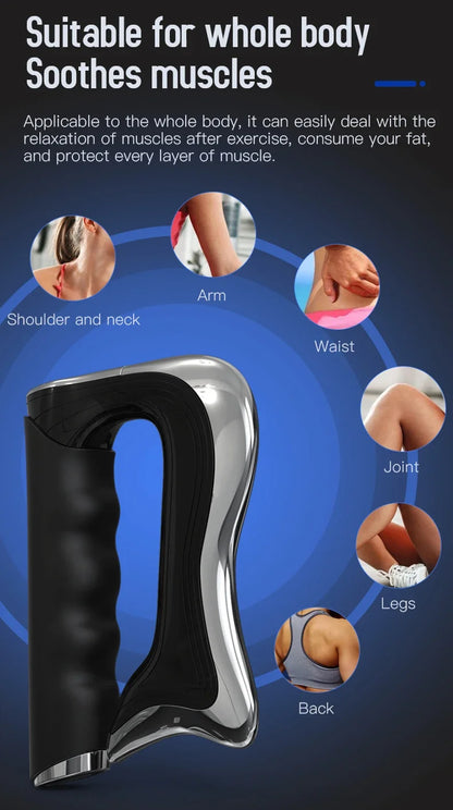 Portable Electric Fascia Gun with Microcurrent EMS Technology for Deep Tissue Muscle Pain Relief and Recovery Massager Tool