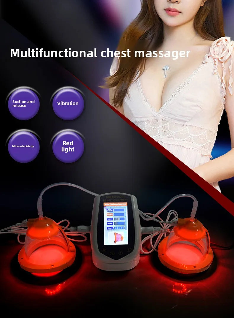 Professional Breast Massager with Red Light Therapy Vibration Suction for Firming and Skin Tightening