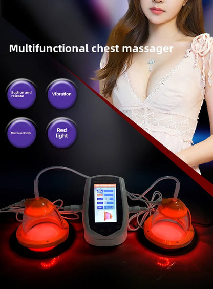 Professional Breast Massager with Red Light Therapy Vibration Suction for Firming and Skin Tightening