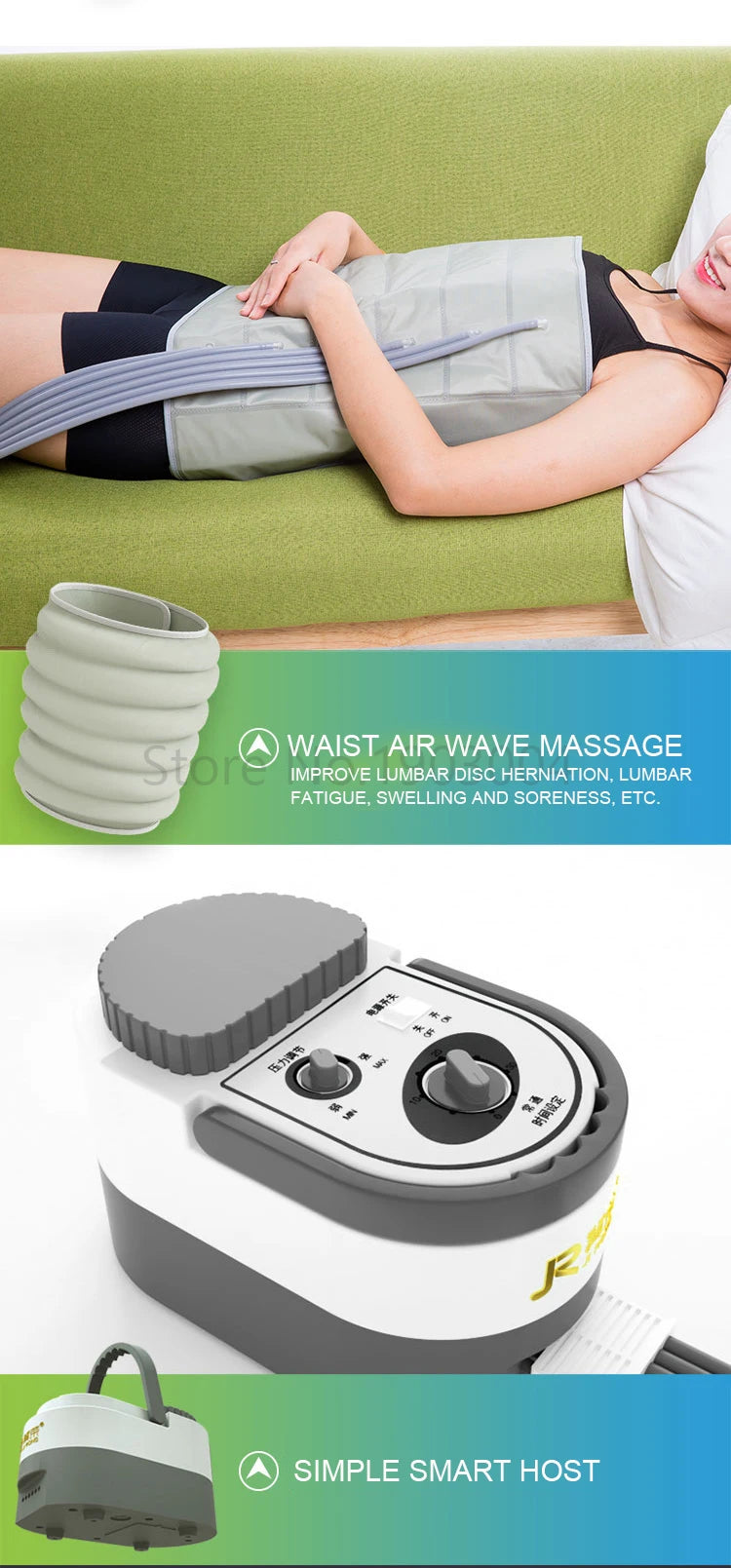 6 Chamber Electric Air Compression Leg Massager with Therapy for Pain Relief Full Body Relaxation Foot Arm Waist Massage Wraps