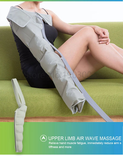 6 Chamber Electric Air Compression Leg Massager with Therapy for Pain Relief Full Body Relaxation Foot Arm Waist Massage Wraps