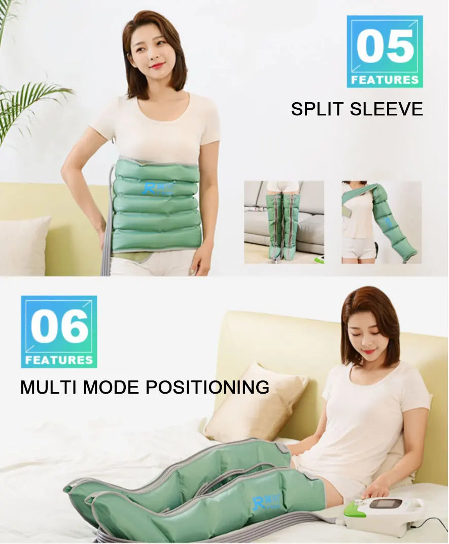 5-Chamber Air Compression Leg & Arm Massager - 6 Modes, Adjustable Intensity for Varicose Veins, Edema Relief & Muscle Recovery