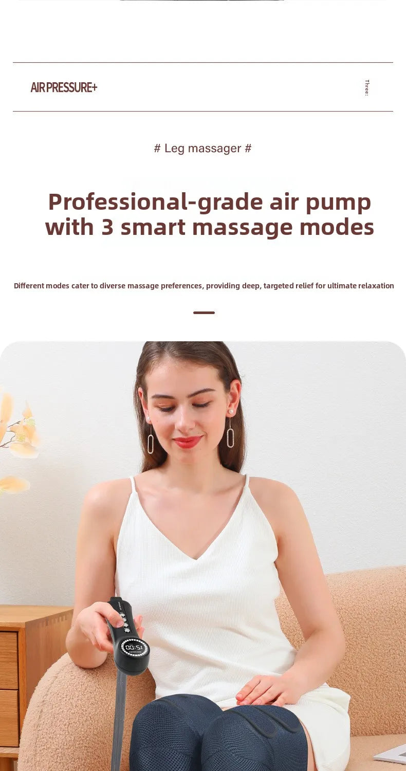 Air Compression Leg Massager Foot Calf Machine Blood Circulation Relaxation Instrument Long Airbag Vibration Heating Knee Tool