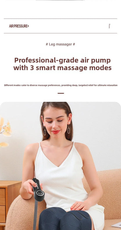 Air Compression Leg Massager Foot Calf Machine Blood Circulation Relaxation Instrument Long Airbag Vibration Heating Knee Tool