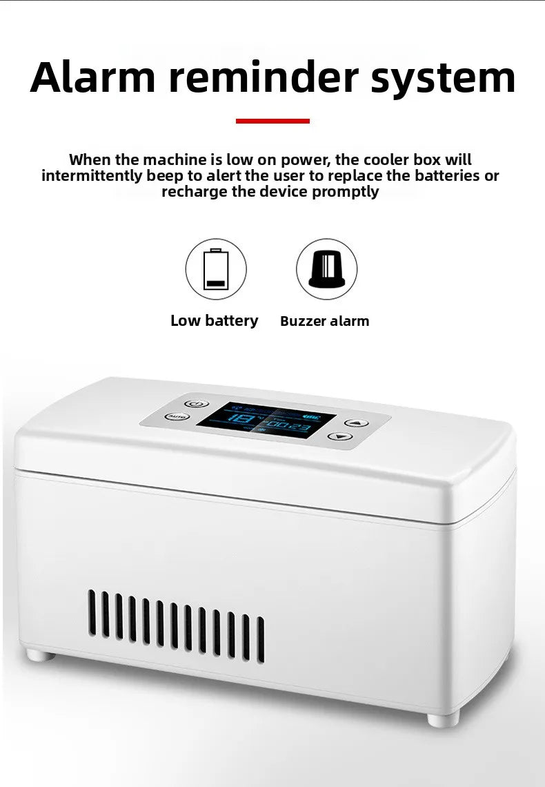 Insulin Pill Refrigerator Convenient Travel Pill Small Refrigerator Vaccine Serum Storage Box LCD Display Screen for Family