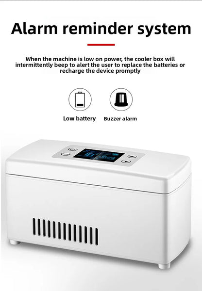Insulin Pill Refrigerator Convenient Travel Pill Small Refrigerator Vaccine Serum Storage Box LCD Display Screen for Family