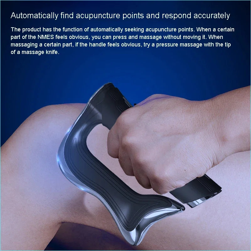 Portable Electric Fascia Gun with Microcurrent EMS Technology for Deep Tissue Muscle Pain Relief and Recovery Massager Tool