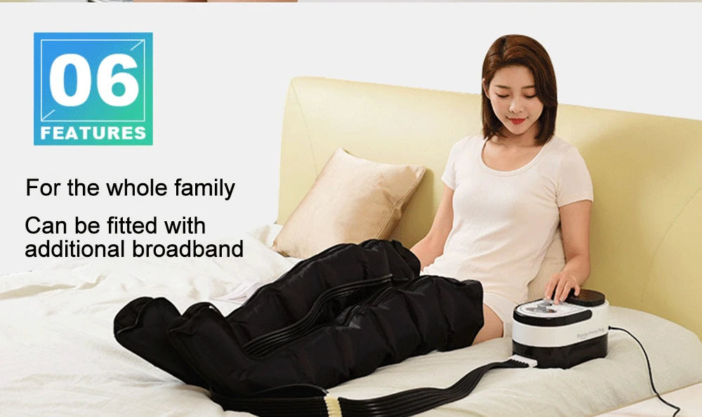 Syeosye 6 Cavity Air Compression Massager Leg Foot Circulation Pressotherapy Air Promote Blood Relaxation Pain Relief