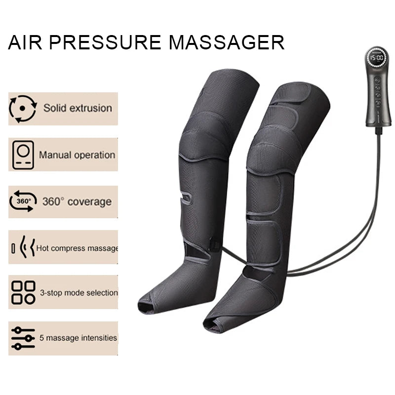 Air Compression Leg Massager Foot Calf Machine Blood Circulation Relaxation Instrument Long Airbag Vibration Heating Knee Tool