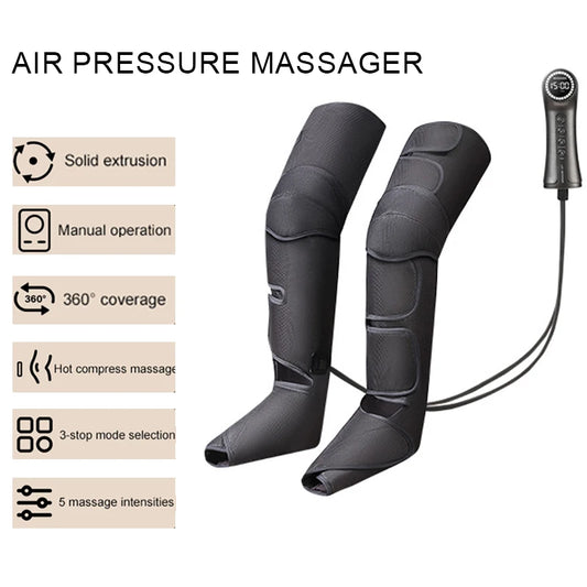 Air Compression Leg Massager Foot Calf Machine Blood Circulation Relaxation Instrument Long Airbag Vibration Heating Knee Tool