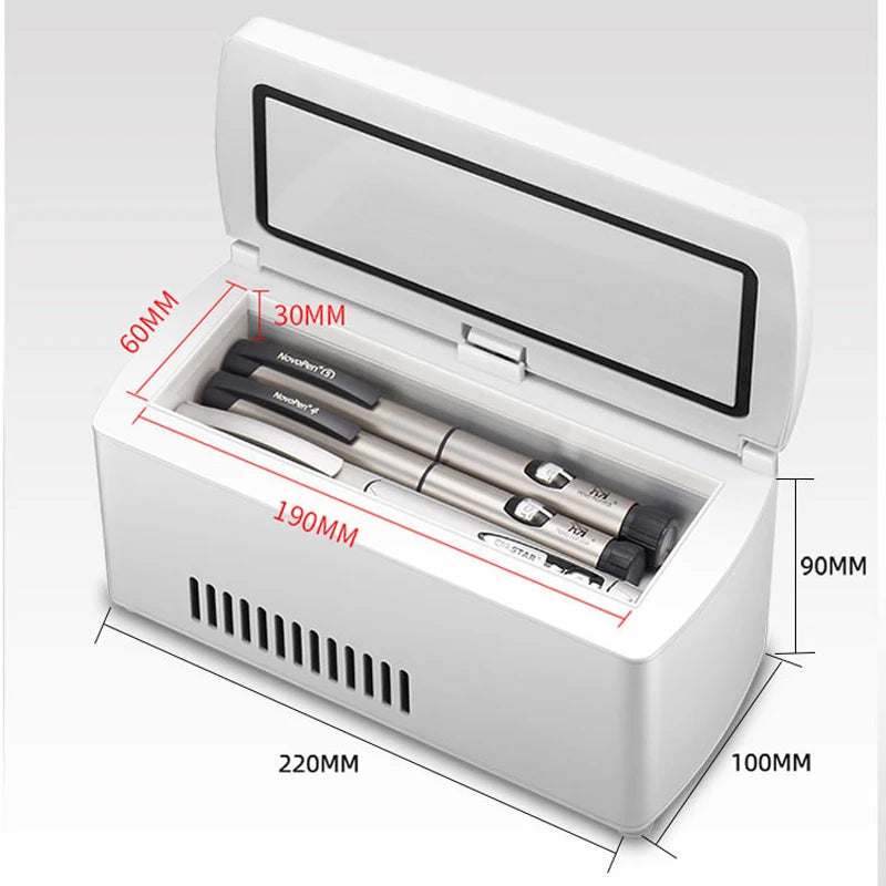 Insulin Pill Refrigerator Convenient Travel Pill Small Refrigerator Vaccine Serum Storage Box LCD Display Screen for Family