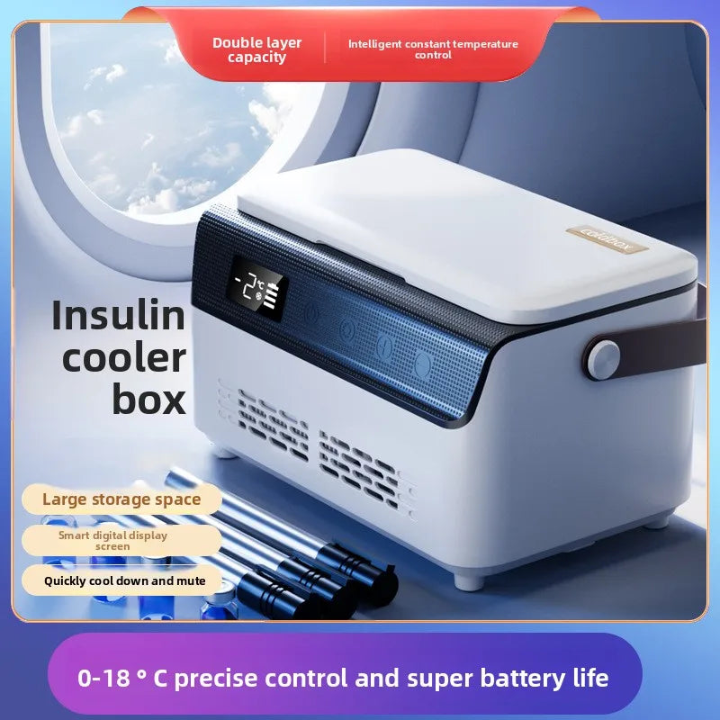13600mAH*2 Insulin Cooler Mini Medicine Portable Refrigerator Smart Temperature Control LCD Display Medical Fridge for Travel