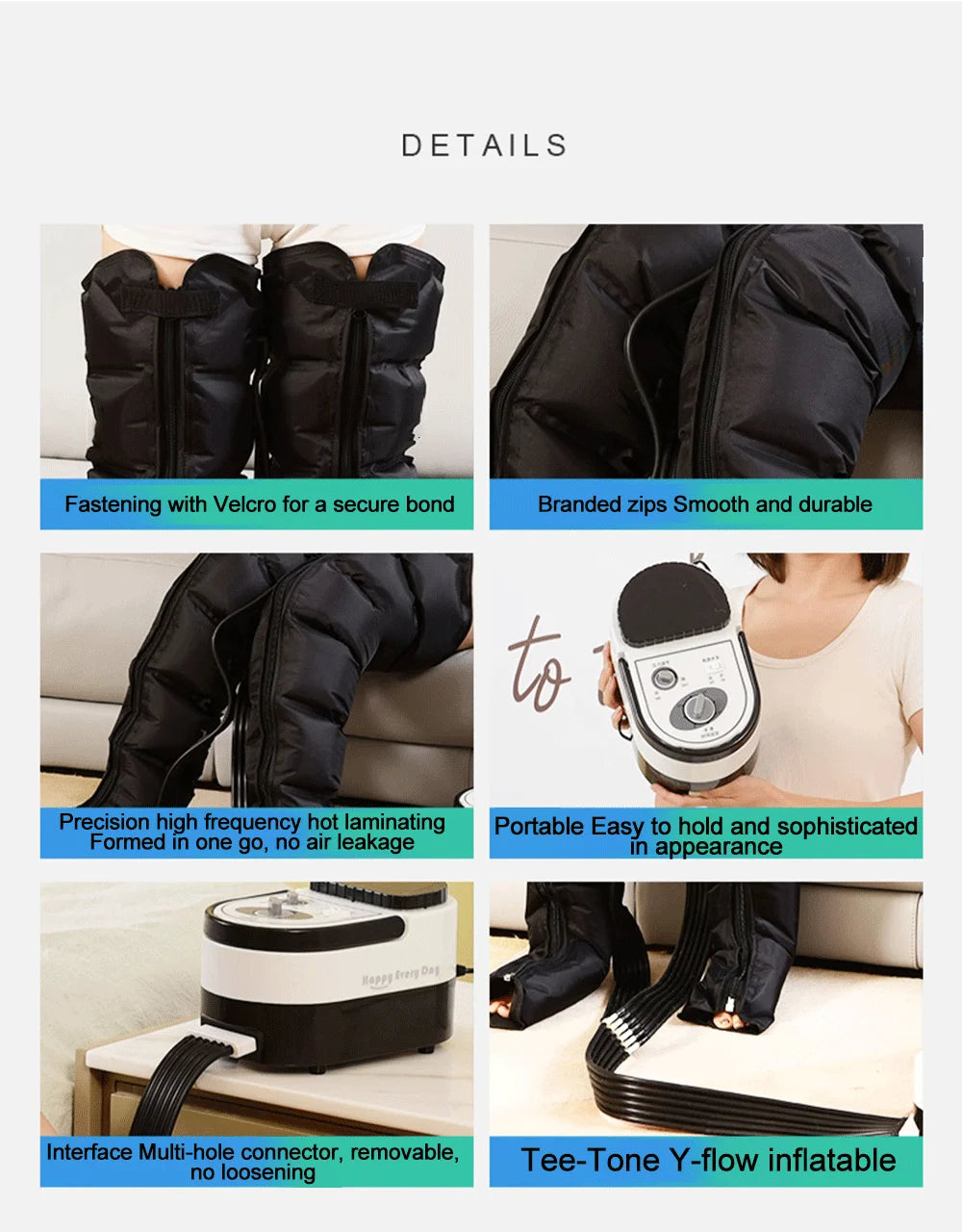 Syeosye 6 Cavity Air Compression Massager Leg Foot Circulation Pressotherapy Air Promote Blood Relaxation Pain Relief