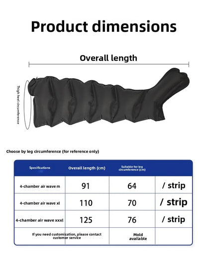 Large size 4-Cavity Air Compression Leg & Knee Massager with XL Size - Auto Cycle Boost Circulation & Lymphatic Drainage M-XXXL