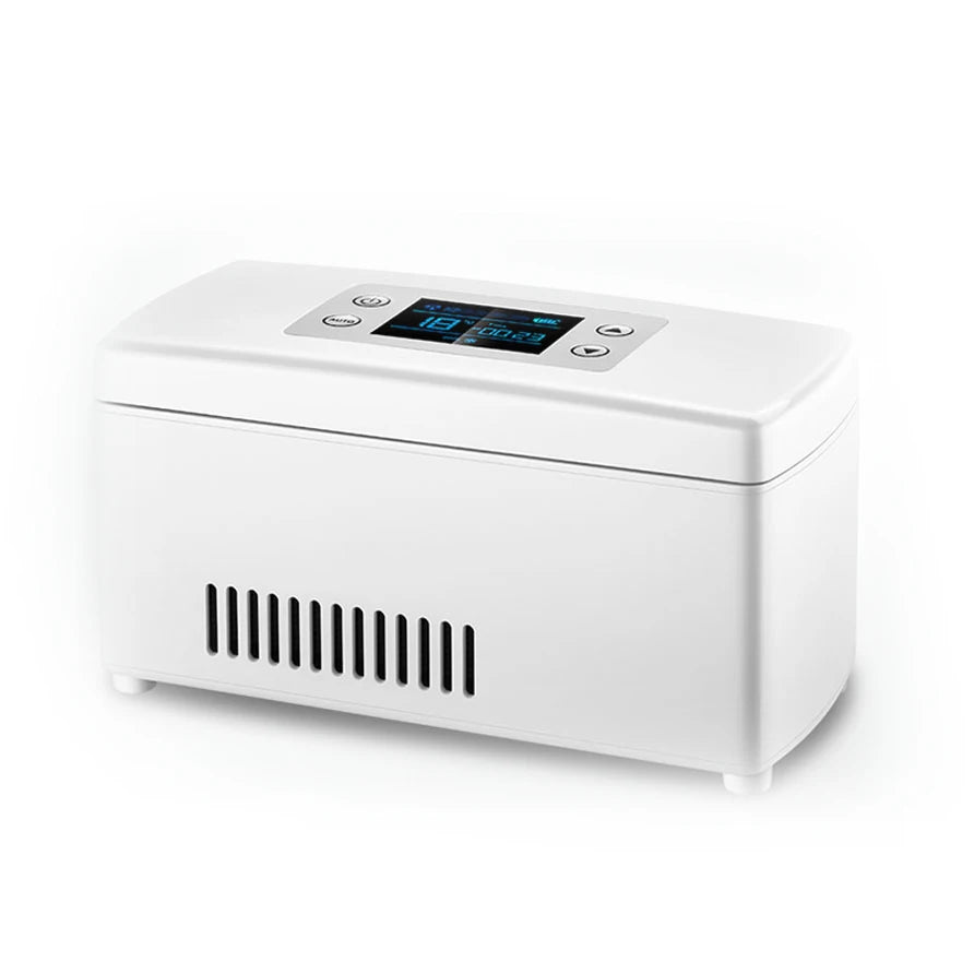 Insulin Pill Refrigerator Convenient Travel Pill Small Refrigerator Vaccine Serum Storage Box LCD Display Screen for Family