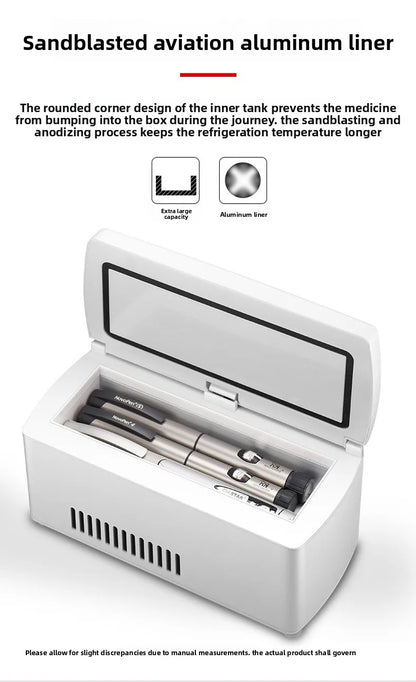 Insulin Pill Refrigerator Convenient Travel Pill Small Refrigerator Vaccine Serum Storage Box LCD Display Screen for Family