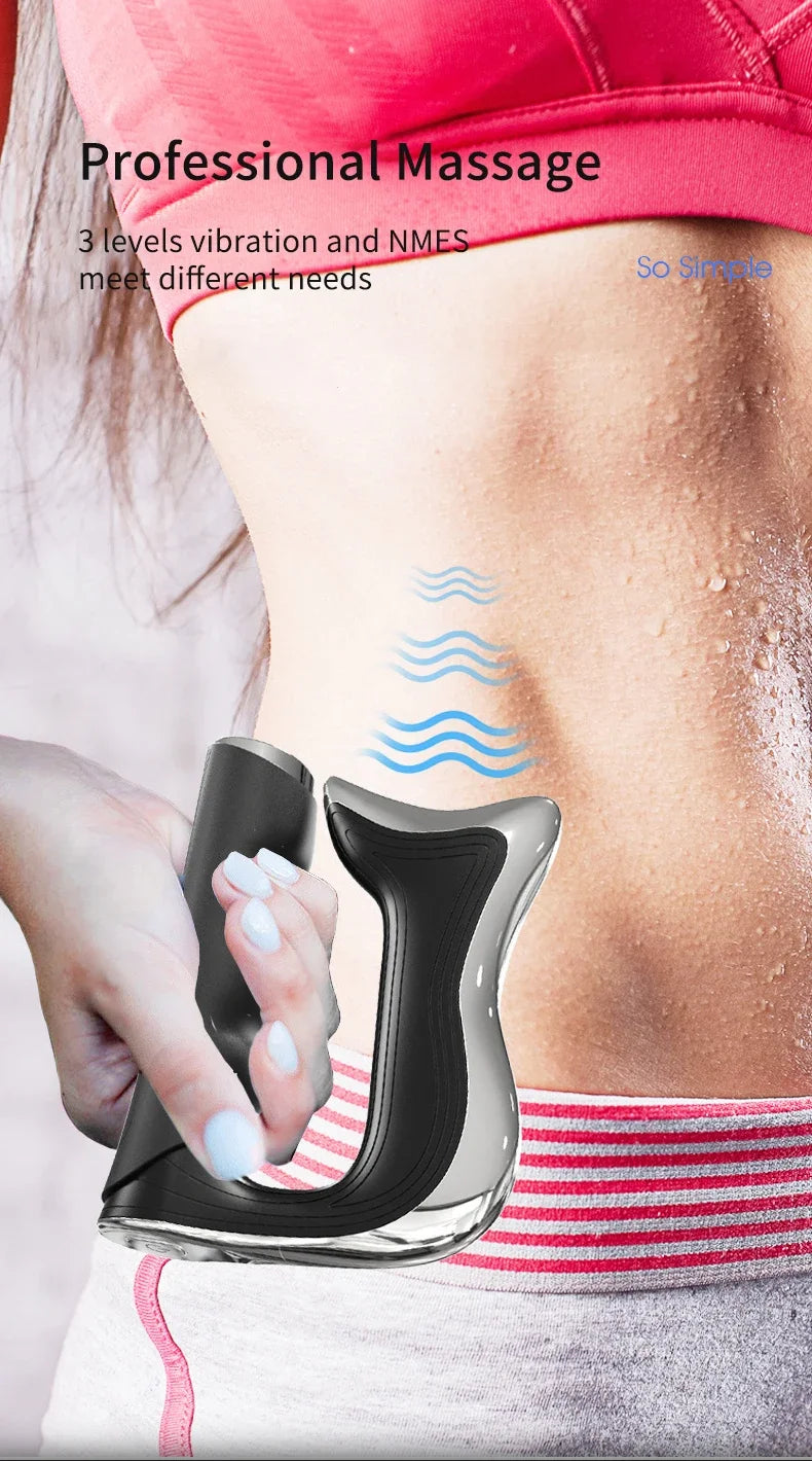 Portable Electric Fascia Gun with Microcurrent EMS Technology for Deep Tissue Muscle Pain Relief and Recovery Massager Tool