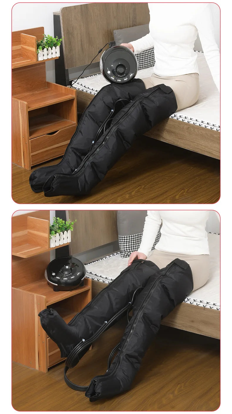 Large size 4-Cavity Air Compression Leg & Knee Massager with XL Size - Auto Cycle Boost Circulation & Lymphatic Drainage M-XXXL