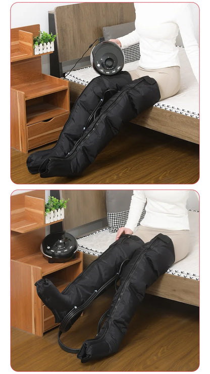 Large size 4-Cavity Air Compression Leg & Knee Massager with XL Size - Auto Cycle Boost Circulation & Lymphatic Drainage M-XXXL