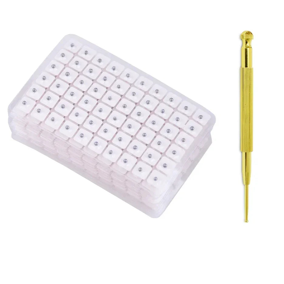 6000pcs Auriculotherapy Ear Seeds Stickers with Probe Tools 10 Packs Acupressure Relief Vaccaria Seeds Spring Massage Probe Kit