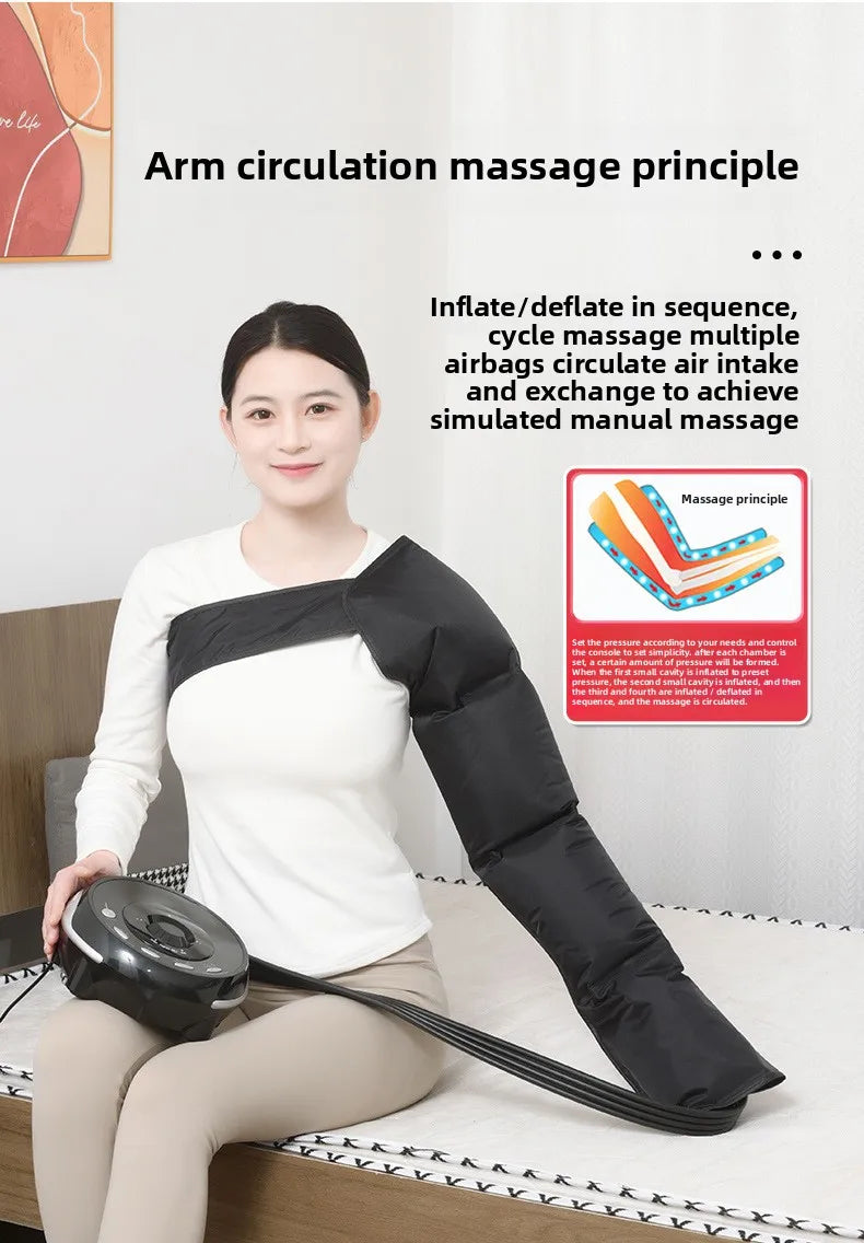 Large size 4-Cavity Air Compression Leg & Knee Massager with XL Size - Auto Cycle Boost Circulation & Lymphatic Drainage M-XXXL