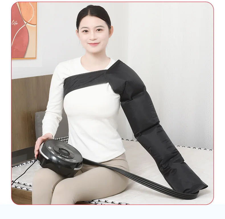 Large size 4-Cavity Air Compression Leg & Knee Massager with XL Size - Auto Cycle Boost Circulation & Lymphatic Drainage M-XXXL