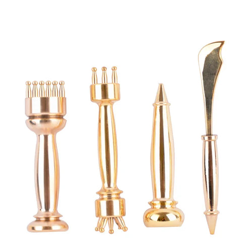 DISIYING 4-Piece Copper Gua Sha Tool Set - Traditional Body Massage Scraper for Wellness