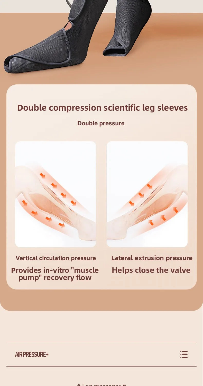 Air Compression Leg Massager Foot Calf Machine Blood Circulation Relaxation Instrument Long Airbag Vibration Heating Knee Tool
