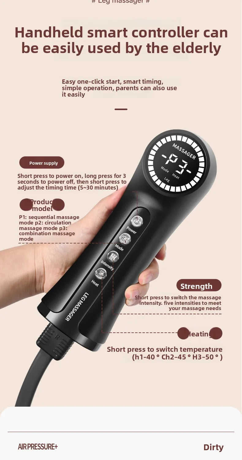 Air Compression Leg Massager Foot Calf Machine Blood Circulation Relaxation Instrument Long Airbag Vibration Heating Knee Tool