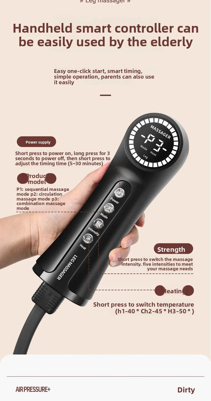 Air Compression Leg Massager Foot Calf Machine Blood Circulation Relaxation Instrument Long Airbag Vibration Heating Knee Tool