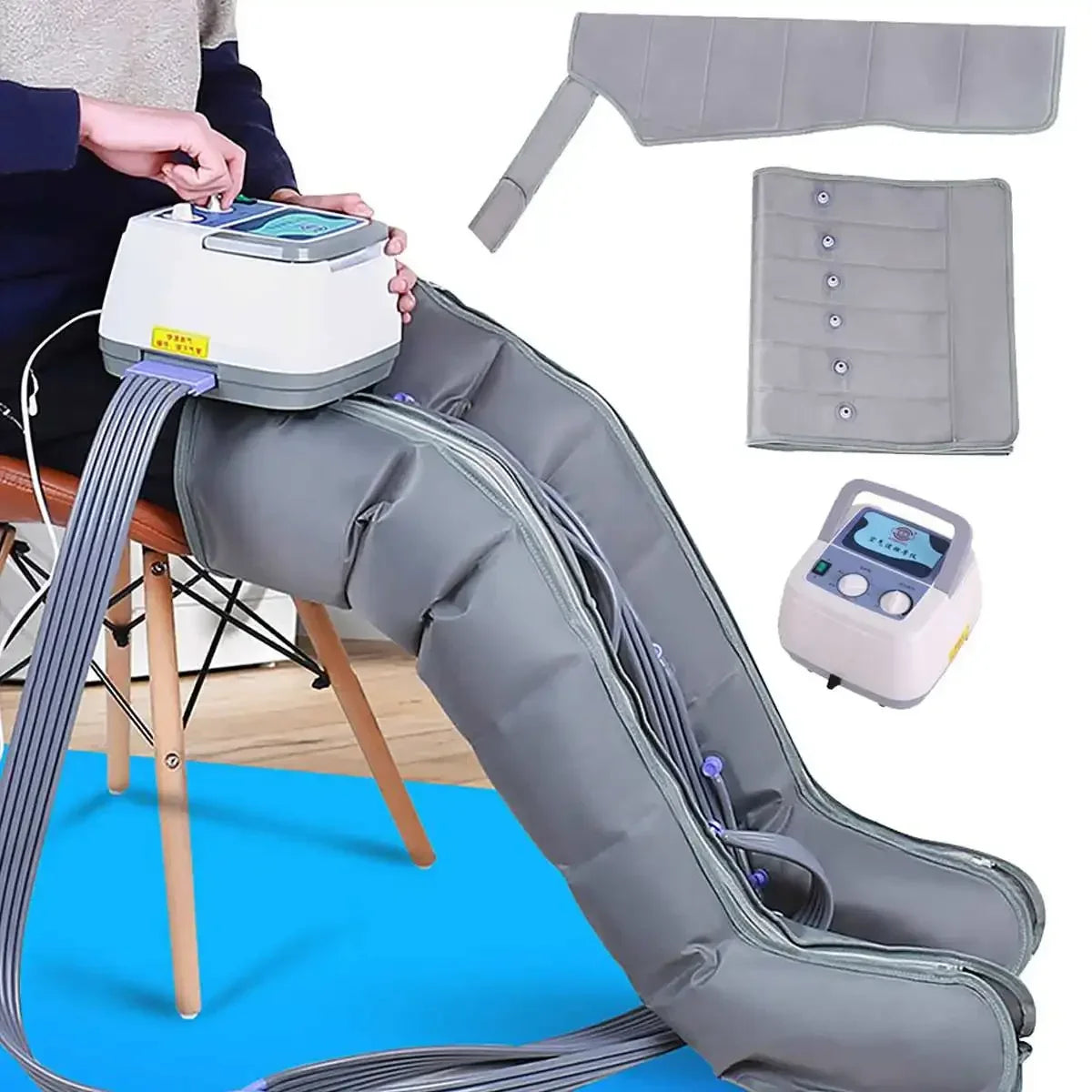 6 Chamber Air Compression Full Body Massager for Muscle Recovery Arms Legs Waist Pain Relief Post-Workout Athlete and Home Use