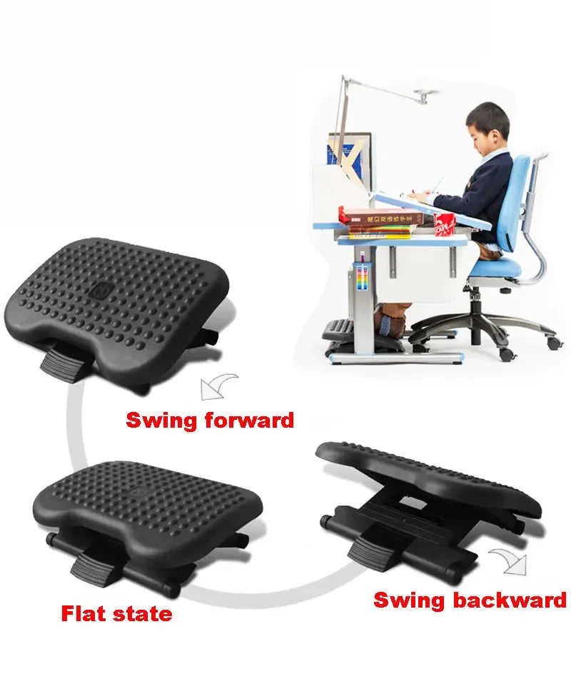 HOMCOM Portable Ergonomic Foot Rest Stool - Adjustable Height & Tilt, Under Desk Massage for Home Office & Travel Use