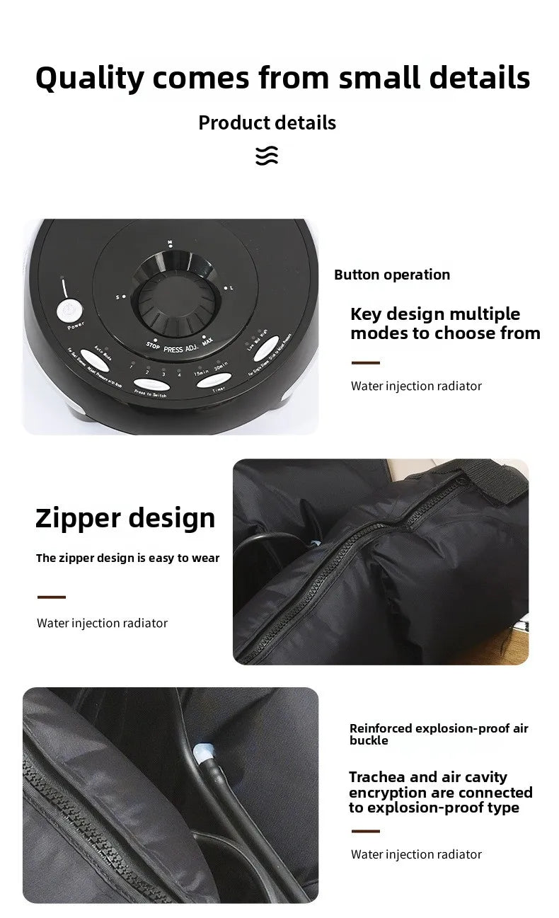 Large size 4-Cavity Air Compression Leg & Knee Massager with XL Size - Auto Cycle Boost Circulation & Lymphatic Drainage M-XXXL
