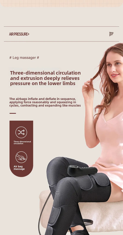 Air Compression Leg Massager Foot Calf Machine Blood Circulation Relaxation Instrument Long Airbag Vibration Heating Knee Tool