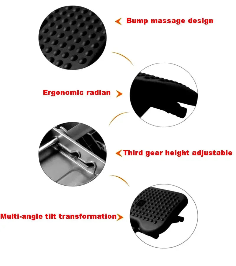 HOMCOM Portable Ergonomic Foot Rest Stool - Adjustable Height & Tilt, Under Desk Massage for Home Office & Travel Use