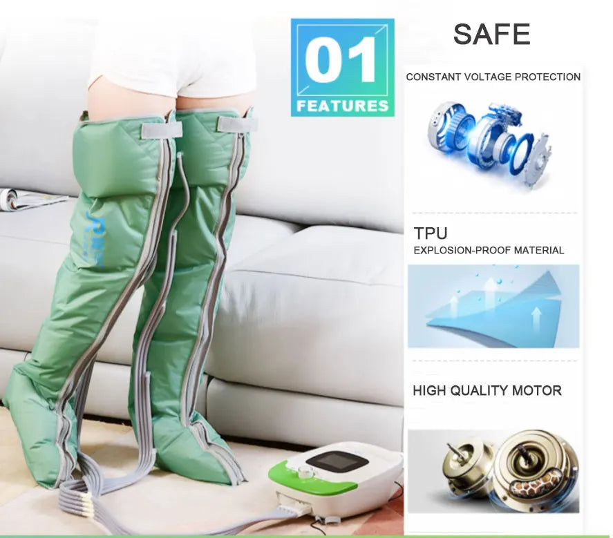 5-Chamber Air Compression Leg & Arm Massager - 6 Modes, Adjustable Intensity for Varicose Veins, Edema Relief & Muscle Recovery