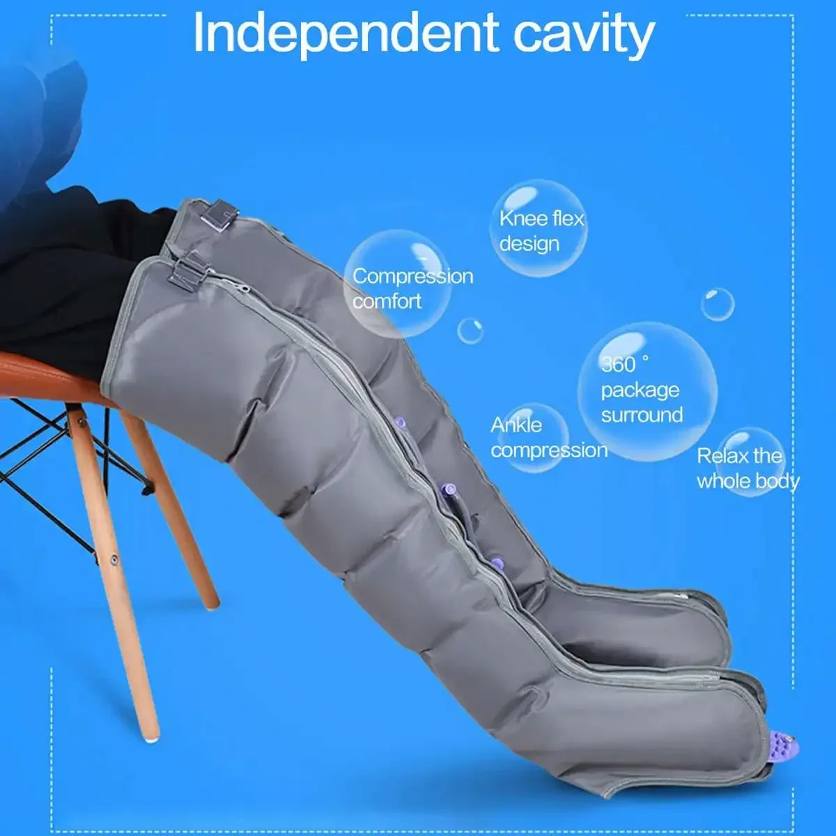 6 Chamber Air Compression Full Body Massager for Muscle Recovery Arms Legs Waist Pain Relief Post-Workout Athlete and Home Use