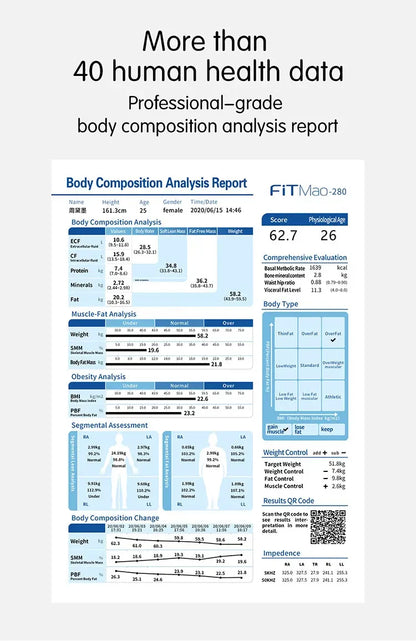 Digital Body Fat Analyzer Professional Measurement of Whole Body Fat Bmi Machine Scale Three Dimensional Recognition Body Compos